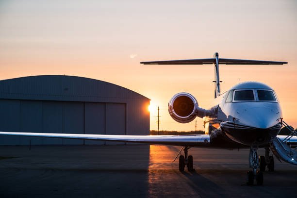 private jet parked at an airport